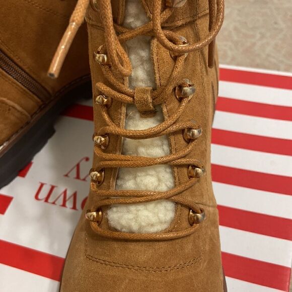 Cognac Suede Construction Boots - Picture 5 of 5